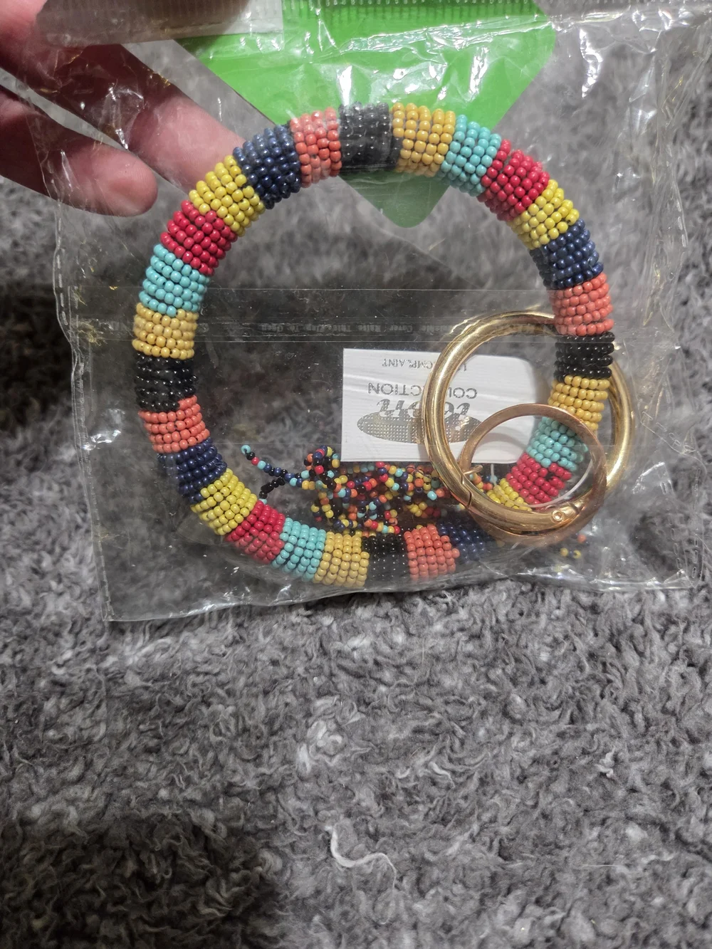 Beaded Multicolor Bangle Keychain Bracelet